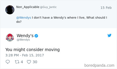 Wendy's social media Tweet